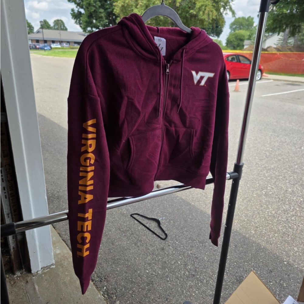 Virginia Tech Maroon Cropped Zip Up Hoodie